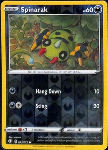 Reverse Holo Spinarak 043/072 Common Shining Fates Pokemon TCG - Picture 1 of 2