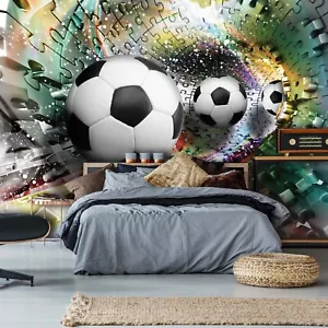 Boys wallpaper Colorful Puzzle Football 144x100 inch wall mural bedroom sport - Picture 1 of 10