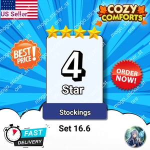 Set 16.6 - 4⭐ Stockings - Monopoly Go - Cozy Comfort Album Sticker 4⭐ Fast Send - Picture 1 of 2