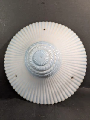 Art Deco Blue Glass Macbeth Evans Petalware Glass Ceiling Light Shade 3 Hole - Image 1 of 4