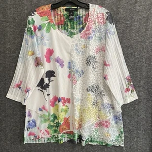 NUEVO Top Ali Miles Mujer Grande Blanco Floral Artesanal Malla En Niveles Gran Tamaño Lagenlook - Imagen 1 de 10