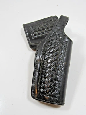 Bianchi #99A Black Leather Belt Holster 9mm Pistol RH Basket Weave For S&W #P29 - Image 1 of 4