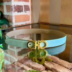 FERRAGAMO Gancini Mint Suede Belt XS - Picture 1 of 6