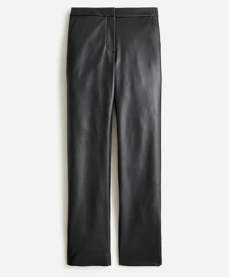 Pantalones de pierna recta de cuero sintético J Crew Kate negros para mujer talla 8” Foto 1 de 4