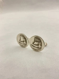 GEORG JENSEN 50 Ship Cufflinks Sterling Silver 925 #661 - Foto 1 di 5