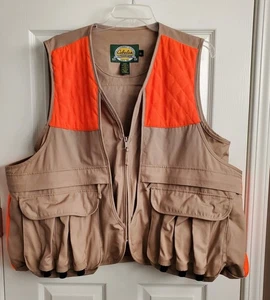 Cabelas Mens Large Canvas Orange/Tan Tactical Hunting Field Vest - Picture 1 of 20
