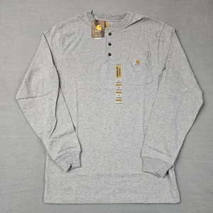 Camisa Carhartt Hombre Pequeña Gris Trabajo Informal Exterior Manga Larga Henley Ajuste Original - Imagen 1 de 6