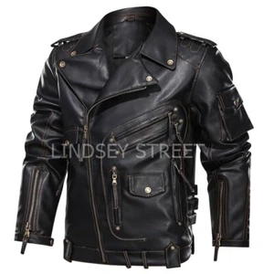 Designer Leather Jacket for Men, Mens Leather Jacket, Leather Biker Jacket Mens - Picture 1 of 9