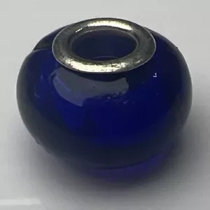 925 Sterling Silber Retro Slide Charm Murano Glas Blase Perle Kobaltblau Groß - Bild 1 von 7
