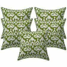 Decorative Cotton Pillow Covers Green 16x16 Kantha Ikat Cushion Covers Set Of 5