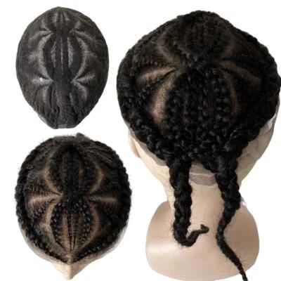 Topper completo de encaje toupee trenzas de maíz doble 8 trenzas de maíz afro para mujer negra Foto 1 de 4