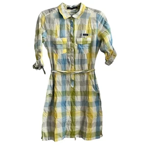 NEU COLUMBIA SHIRT KLEID KLEIN GELB WEISS BLAU KARIERT SUPER BONEHEAD II 3/4 NEU MIT ETIKETT - Bild 1 von 7