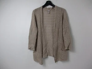 Chicos Sweater Womens 0 Cardigan Open Front US Small Stretch Linen Cotton Sheer - Picture 1 of 12
