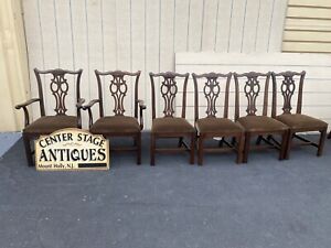 64715 Set of 6 Ethan Allen Mahogany Chippendale Dining Chairs
