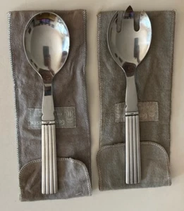 Juego de ensalada para servir de acero inoxidable de plata esterlina Georg Jensen Bernadotte de mediados de siglo - Imagen 1 de 8