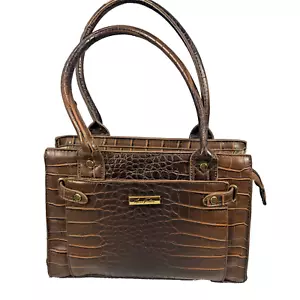 Marc Fisher Cherry Hill Belted Tote in Hard to Find Brown Faux Leather - Picture 1 of 18