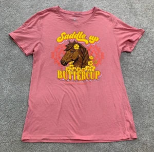 Simply Southern T-shirt Women’s Large Pink Saddle Up Buttercup Horse Graphic - Picture 1 of 10