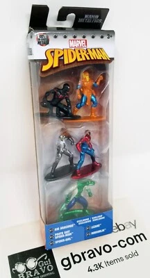 NUEVO - Marvel Spider Man Jada Toys Nano Die-Cast paquete de 5 figuras de metal paquete Foto 1 de 3