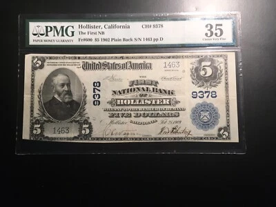 National Bank Note Hollister California NGC Vf35 Only 20 Large Notes Known - Image 1 of 4
