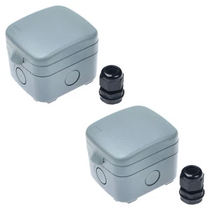 Paquete de 2 interruptores Ip66 resistentes a la intemperie 15A protección fundida conmutados impermeables al aire libre - Imagen 1 de 10