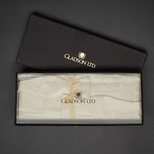 Gladson Mens Silk Bow Tie Cummerbund Box Set Ivory Paisley Weave Wedding Formal - Picture 1 of 10