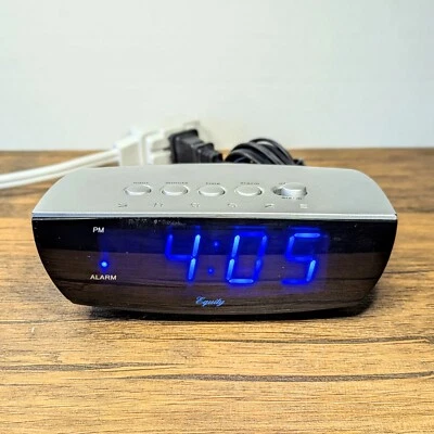 Equity 5½" Desktop Alarm Clock, Blue LED Digital Display Model 75903 - Image 1 of 4