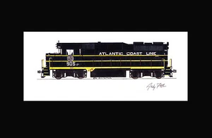 Atlantic Coast Line GP30 11""x17"" estampado enmarañado firmado por Andy Fletcher - Imagen 1 de 1