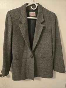 Vintage PENDLETON USA Wool TWEED Herringbone Petite 4/6 Coat Blazer Jacket  - Picture 1 of 9