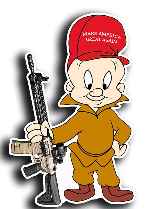 Calcomanía adhesiva para armario de ventana parachoques Trump derechos de pistola Elmer Fudd 4"X5" AR Foto 1 de 1