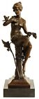 A bronze bird sculpture of a sitting lady 23cm