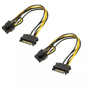 2X SATA 15 pin to 8 pin 6+2 PCI-Express PCIe Video Graphic Card Power Adapter - Picture 1 of 4