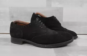Trickers Corniche Brogues Mens Wingtip Black Suede Shoes UK 8.5 - Picture 1 of 13