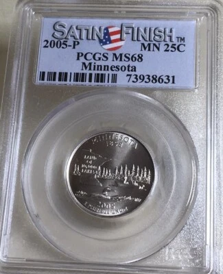 2005-P Minnesota State Quarter PCGS MS68 Satin Finish SP68 Free Ship  #8631 - Image 1 of 2