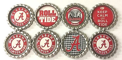 SET OF 8-1 inch ALABAMA CRIMSON TIDE" FLAT BOTTLECAPS! party favors,hairbows