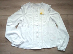 NWT Mini Boden Girls Size 9-10 White Lace Crew Neck T-Shirts Blouse Long Sleeve - Picture 1 of 10