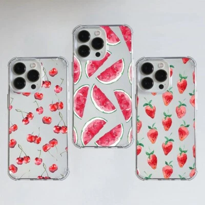 Red Strawberry Case For Iphone 17 16 15 14 13 12 11 Pro Max XR X 8 Samsung S20 S - Image 1 of 4