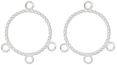 10 pendientes de araña de aro redondos giratorios de acero plateado de 20 mm con 3 lazos * Foto 1 de 3