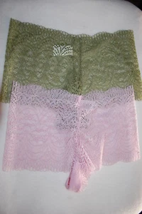 Womens Panties 2 PAIR LOT CHEEKY CROCHET LACE PANTY Lilac & Olive Green S / 5 - Picture 1 of 1