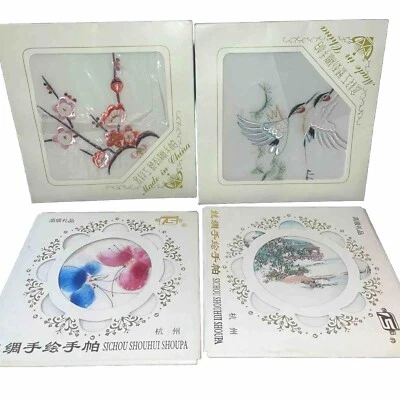 De Colección Pañuelo Pañuelo Pagoda Pájaro Floral Asiático Oriental Japón China Bordado Foto 1 de 4