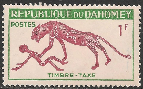 Dahomey #J29 (D4) VF MNH - 1963 1fr Panther and Man Cover