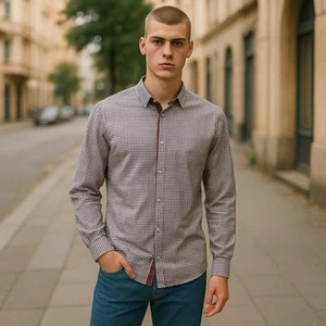ted baker londres hombre camisa talla 6 algodón rojo manga larga - Imagen 1 de 5