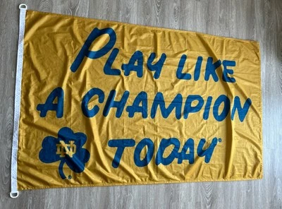 Notre Dame Fighting Irish NCAA Play Like A Champion Slogan 3x5' Gold Team Flag - Image 1 of 4