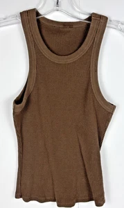 Good American Women’s Tank Top M Brown Ribbed Waffle Knit Stretch Cotton Blend - Picture 1 of 7