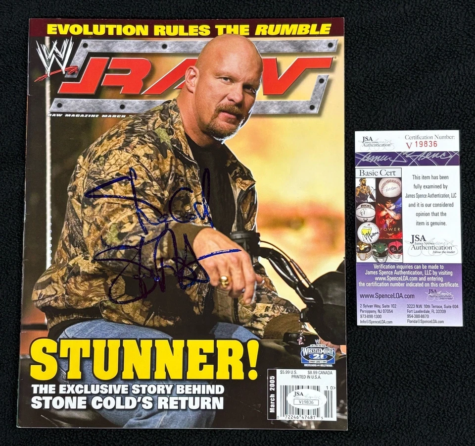 Stone Cold Steve Austin Signed WWE Raw Magazine JSA Authenticated - Image 1 of 1