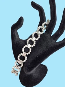 Krementz Circle Clear Rhinestone Bracelet 6 3/4" Vintage Silver Tone Rare Clear - Picture 1 of 14