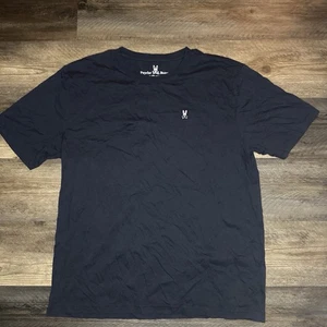 Psycho Bunny Shirt Mens Size 9 (3XL) Dark Navy Pima Cotton Logo Tee Peru Casual - Picture 1 of 6