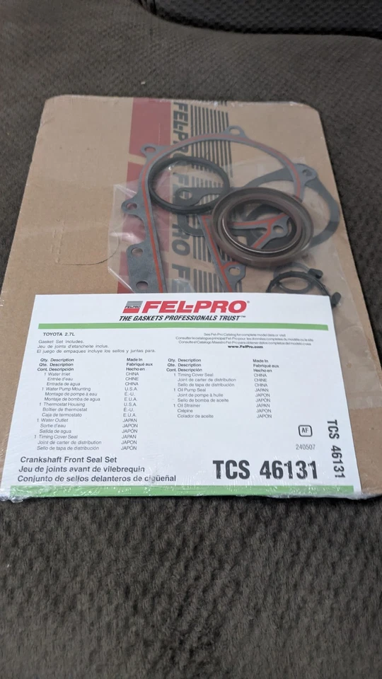 NUEVO Kit de sellado delantero del cigüeñal del motor Fel-Pro TCS 46131 para Toyota 2007-2020 Foto 1 de 1