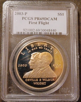 2003-P $1 First Flight Proof Commemorative Silver Dollar PCGS PR69DCAM - Image 1 of 4