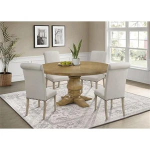 Coaster Florence 5-piece Round Wood Dining Set Rustic Smoke and Beige - Picture 1 of 9