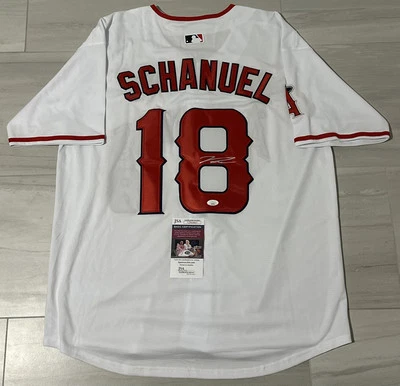 Nolan Schanuel Signed Autographed Los Angeles Angels Home Jersey #18 JSA COA - Image 1 of 4